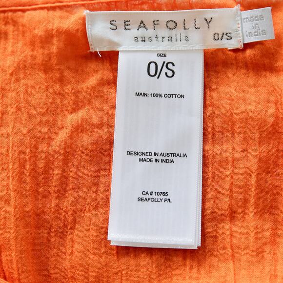 Seafolly Australia Orange cotton gauze kaftan Coverup size O/S - Picture 3 of 4